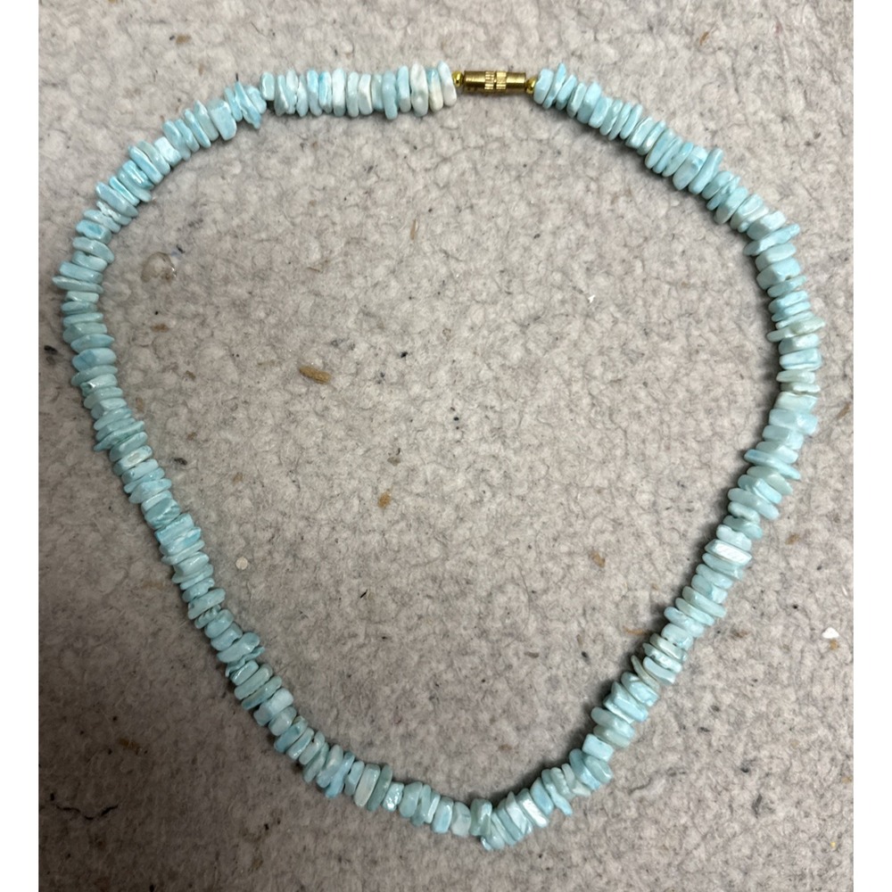Baby Blue Quartz Crystal Polished Gemstone Necklace 18 Inches